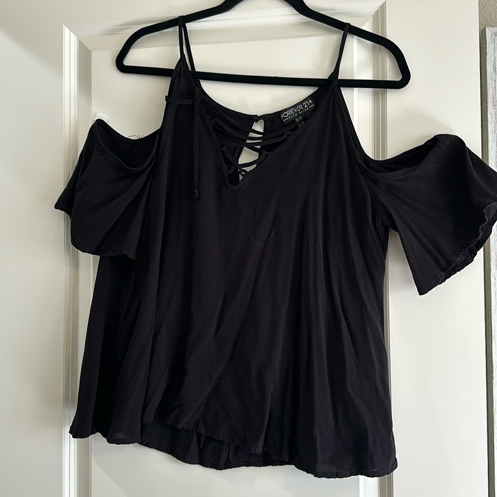 Cold Shoulder Lace Up Top